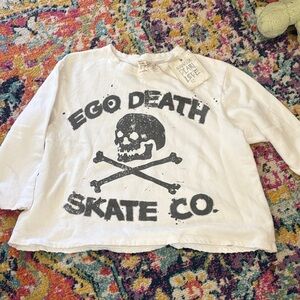Magnolia Pearl Ego Death White Long Sleeve Skull Sweatshirt